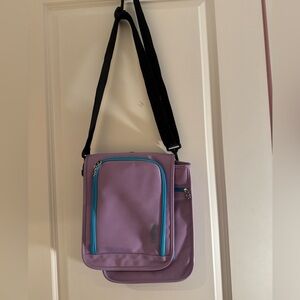 Powder Room Purple Crossbody Bag with Blue Accents